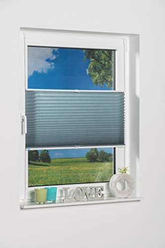 K-home Klemmfix-Plissee Petrol 110 x 130 cm (B x L) Lichtschutz +++ Moderne Crushed Optik +++