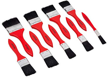 Werkzeyt Pinsel-Set 9-teilig - Für wasserbasierte Farben & Lacke - Bestehend aus Flachpinsel mit 13 - 63 mm Breite - Schwarze Kunststoffborsten - Borstenstärke 4 / Malerpinsel / B21622