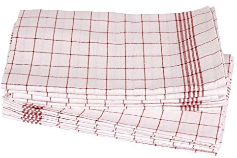 10 Stück Geschirrtücher 60x80 cm Rot Halbleinen - Baumwolle, Leinen, Geschirrhandtücher-Set, Gläsertücher