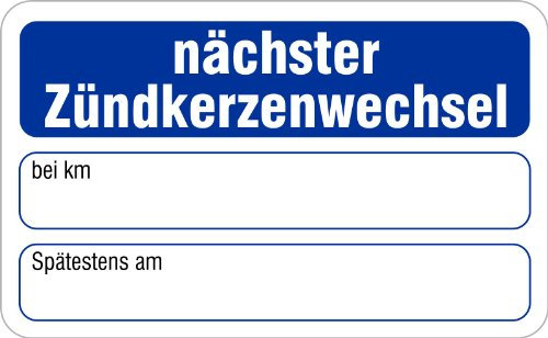 Aufkleber nächster Zündkerzenwechsel 58x36mm, Serviceaufkleber, 1000 Stück