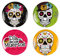 Boland 97023 - Buttons Dia de los Muertos mit Anstecknadel, 4 Stück, Durchmesser 3 cm, Anstecker, Mitgebsel, Accessoire, Halloween, Mottoparty, Karneval
