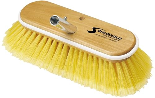 Shurhold 980 10 Inch Soft Bristle Brush, Deck Brush with Yellow Polystyrene Bristles