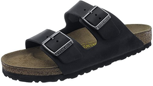 Birkenstock Arizona Damen-Sandalen aus Leder, Schwarz, Größe 42, Schwarz Birko-Flor, Größe 42, Black Birko Flor, 41 EU