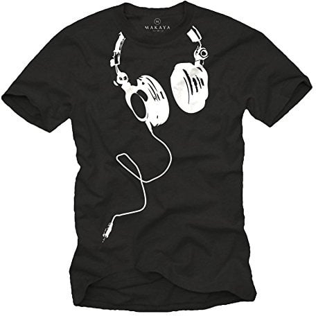 MAKAYA Coole Dj T-Shirts mit Kopfhörer Schwarz Größe S-XXXL