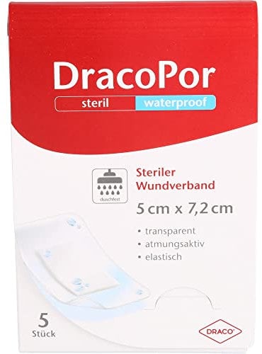 DRACOPOR waterproof Wundverband 5x7,2 cm steril 5 St