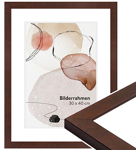 WANDStyle Bilderrahmen Nussbaum-Optik 18x24 cm aus Holz im Stil Modern mit Aufsteller und Aufhänger, Fotorahmen Made in Germany - H430
