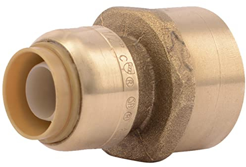 SharkBite 1/2 x 3/4 Inch FNPT Reducing Adapter, Push to Connect Brass Plumbing Fitting, PEX Pipe, Copper, CPVC, PE-RT, HDPE, U068LFA