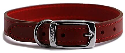 Ancol Heritage Durable Leather Dog Collar - Red Bridle Leather Puppy Pet Training Accessory - Die Cast Fitting for Strength and Comfort - 35-43cm Size 4