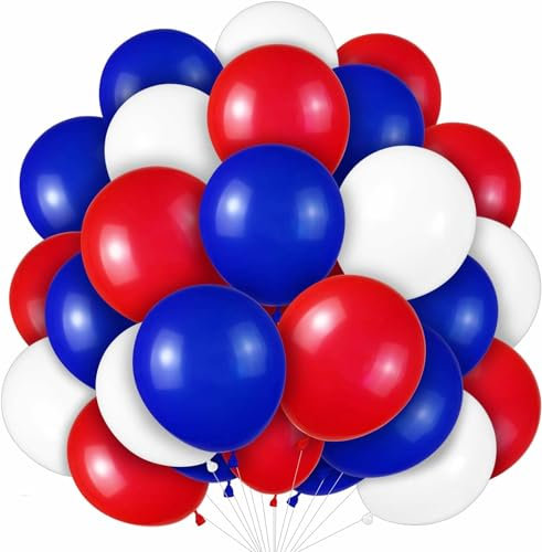 12 Luftballons * Rot Weiss Blau * für Amerika/USA/Frankreich/Holland - Party // 94cm Umfang // Luftballon Ballons Stars Stripes US Deko Länderparty
