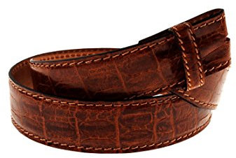 VMP Gürtel aus Leder mit Krokoprägung Cuoio Malesia, Größe:85, Farbe:Cognac-04(AMQ285)