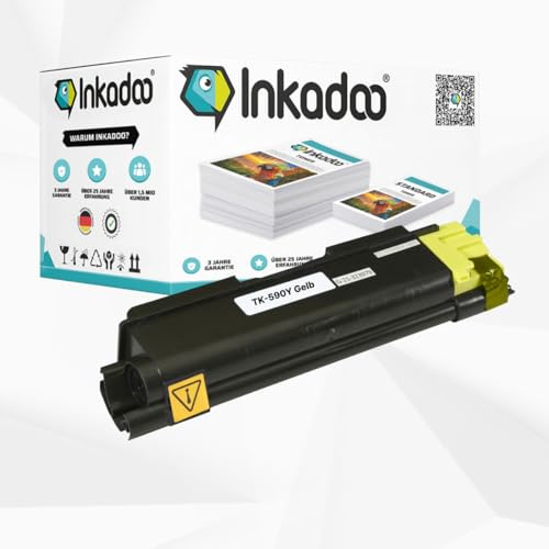 Inkadoo Toner für Kyocera 1T02KVANL0 / TK-590Y Gelb ECOSYS M 6026 CDN FS-C 2126 MFP FS-C 2100 Series ECOSYS M 6526 cidn FS ca. 5.000 Seiten Tonerkartusche, Tonerpatronen, Drucker Toner