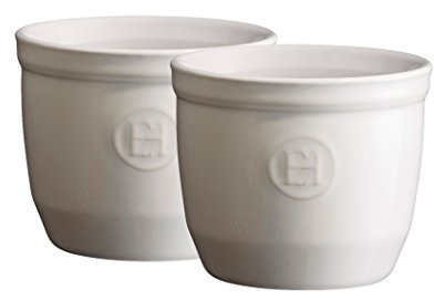 Emile Henry Eh114008 Le N°8 Set de 2 Ramequins Céramique Blanc Farine 8,5 X 8,5 X 7 cm