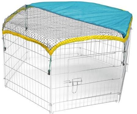 Kerbl Pet Freigehege, verzinkt, 6 Gitter 56,5x56,5 cm, mit Tür und Netz