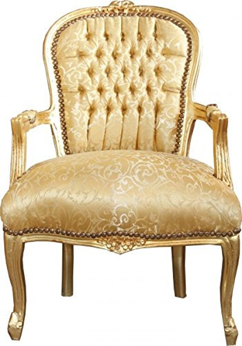 Casa Padrino Barock Salon Stuhl Gold Muster/Gold