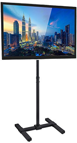 Mount-it! Supporto da pavimento per TV per schermi piatti, curvi, LCD, LED e al plasma [da 13 a 42] Altezza regolabile in altezza, compatibile VESA 100 e 200, (nero)