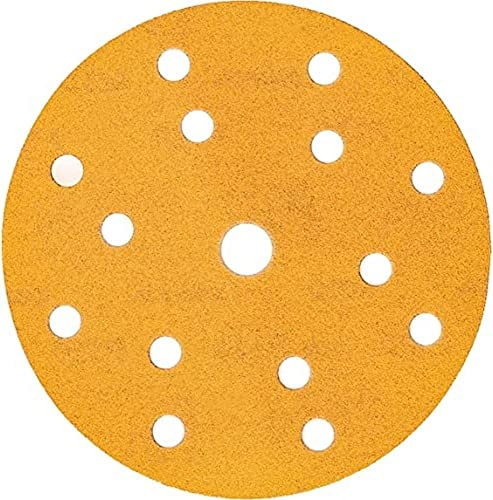 Mirka Gold Universal-Schleifpapier Ø 150mm Schleifscheiben Klett 15-Loch, Korn P400, 100 Stk/Zum Schleifen von Gips, Spachtel, Spanplatten, Holz, Lack