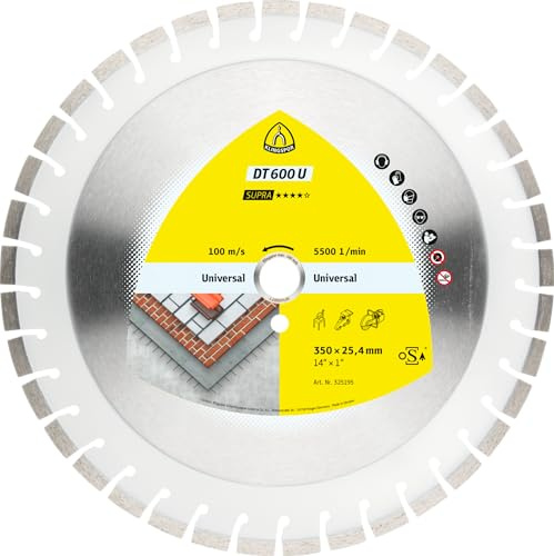 Klingspor DT 600 U Supra Diamanttrennscheibe 350 x 3 x 20 mm 37 Segmente Kurzverzahnung - für Baustellenmaterialien und Beton - 325194