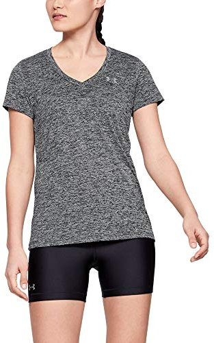 Under Armour Damen Tech Short Sleeve V - Twist, kurzärmliges & atmungsaktives Laufshirt für Frauen, ultraleichtes T-Shirt mit Loser Passform