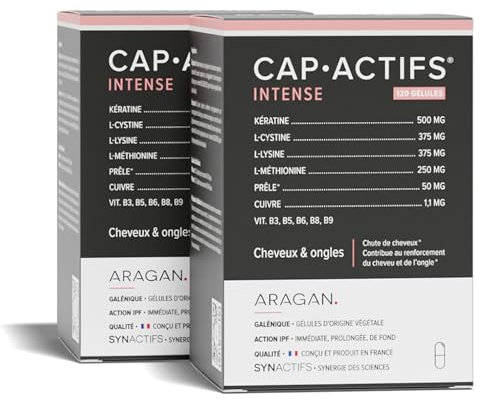 ARAGAN Synactifs Lot de 2 Capactifs - Complément Alimentaire Renforcement des Cheveux et des Ongles - Kératine, Cuivre, Zinc et Vitamines - 240 gélules - 2 mois de prise en 2 phases Fabriqué en France