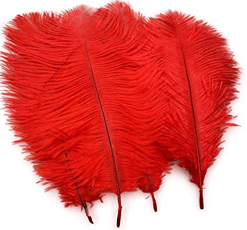 Sowder 20pcs Natural 10-12inch(25-30cm) Ostrich Feathers Plume for Wedding Centerpieces Home Decoration(red)