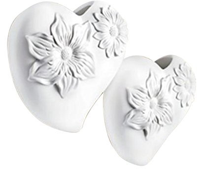 Luftbefeuchter Blütenherzen 300ml - 2er Set, Hochwertiger Keramik, inkl. Haken, Creme-weiß, Raumbefeuchter, Raumerfrischer, Diffusor, Wasserverdunster Verdunster