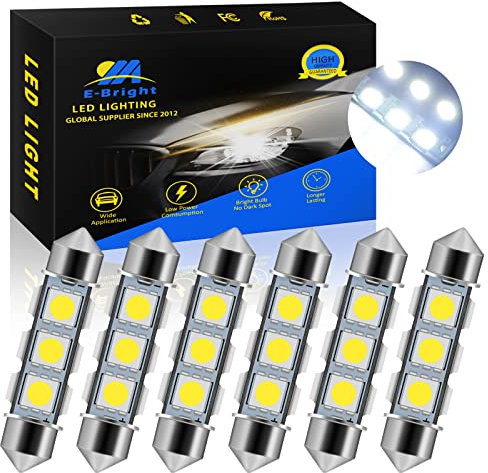 YM E-Bright 6X 44MM Lampadine LED per auto C5W, lampadine a festone, 12V 5050 Chipset 6461 C5W Lampadine per auto Cupola Mappa Tronco Luce di cortesia (bianco)