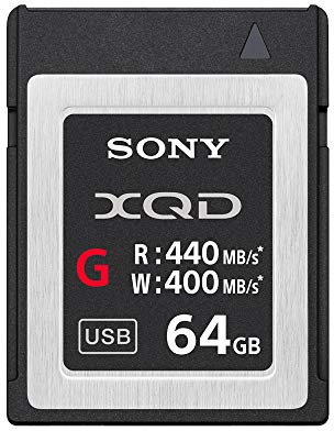 Sony 64GB XQD Flash Memory Card - High Speed G Series ( Read 440MB/s and Write 400MB/s) - QDG64E, Black, Silver