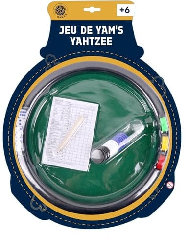 MGM Games - Yam's Spiel - Würfelspiel - 140308 - Grün - 2 bis 6 Spieler - Gesellschaftsspiele - Würfel - Spielchips - Glück - Punktzahl - Spielbrett - Kombination - Spielzubehör - 29 cm x 29 cm