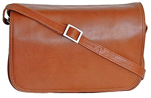 GoBago Praktische Damen Umhängetasche Schultertasche Leder Handtasche (Cognac)