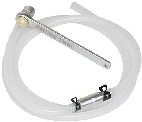 FIRSTINFO F3510 | 10mm | Bremsflüssigkeitsentlüftungsschlauch | mit Schlüssel und Rückschlagventil | für Bremsenentlüftung & hydraulische Kupplungssysteme