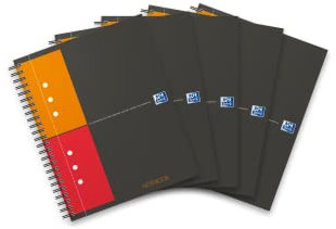 Oxford Notebook International A5, kariert, 160 Seiten, stabiler Kartondeckel, 5 Stück