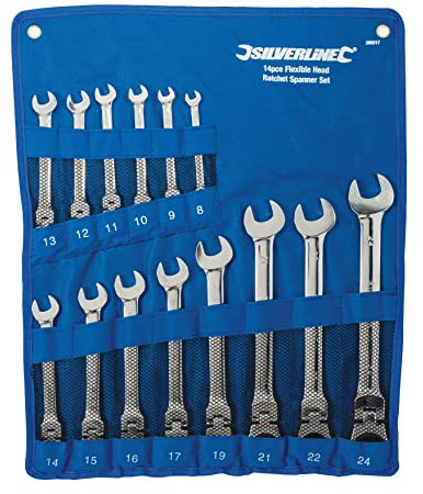 Silverline 399017 Jeu de 14 clés à cliquet articulées