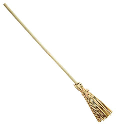 Clásica escoba de bruja hecha de paja y también de bambú, ideal para Halloween
