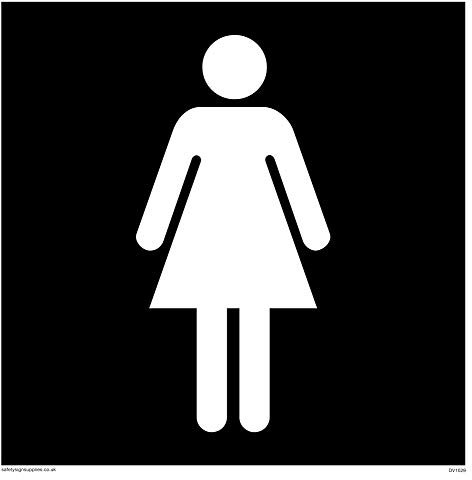 Viking signos dv1029-s15-v hembra para inodoro símbolos – placa para puerta del baño, negativo negro texto, vinilo/adhesivo, 150 mm x 150 mm W