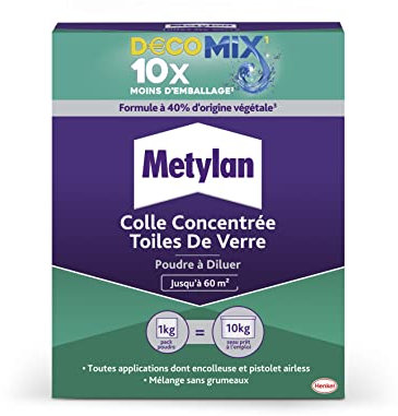 METYLAN Ovalit TDV, Colle papiers peints pour toile de verre, voile de verre et intissés - Colle pour revêtement à peindre à diluer -Paquet de 1kg (50m²)