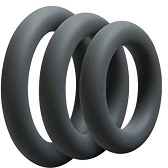 Doc Johnson OptiMALE - Thick 3 C-Ring Set - Stretchy Silicone - Slate