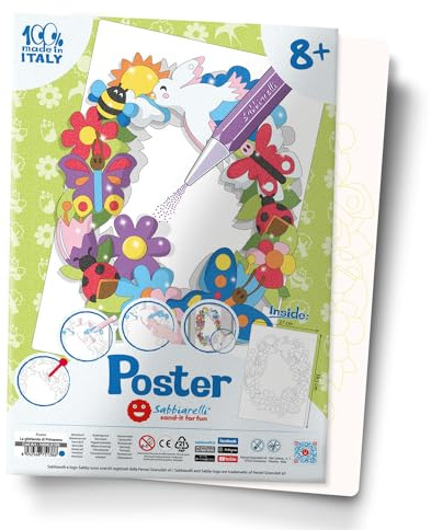 Sabbiarelli – Poster Frühlingskranz | Klebemotiv für Sand Art | Enthält 1 Maxi-Klebemotiv A3 | 100% Made in Italy | Ab 8 Jahren, Jugendliche und Erwachsene | FARBSAND NICHT ENTHALTEN