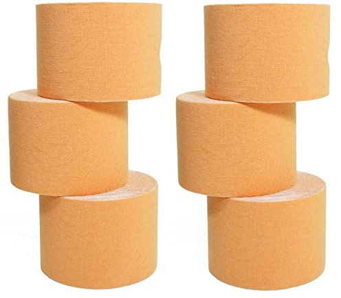 wawaki 6 Rollen Kinesiologie-Tape 5 m x 5,0 cm 12 Farben, Farbe:hautfarben