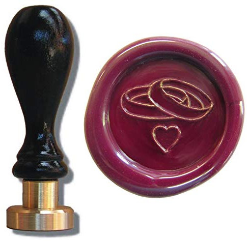 Siegel Stempel Petschaft Eheringe Herz 24 mm für Hochzeit