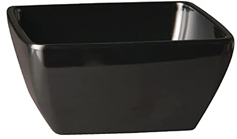 APS GF135 Melamine Square Bowl, 12.5 cm Item Length, Pure Black | Resists chipping and scratching for heavy commercial use, stacking neatly to save space in busy kitchens.