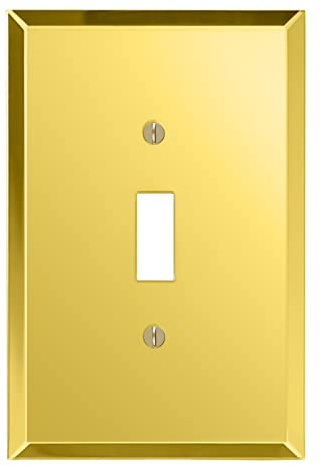 Gold Glas Spiegel SWITCH HITS Lichtschalter Wandplatte | 1 Kippschalter | 8,9 x 13,3 cm | Professionelle Qualität Glas Spiegelschalterplatte Abdeckungen für alle Konfigurationen
