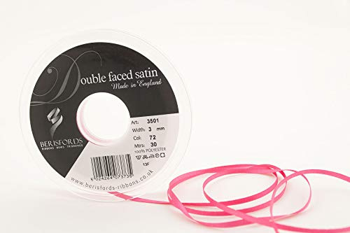 Berisfords Double Satin Ribbon, 72 Shocking Pink, 30 m