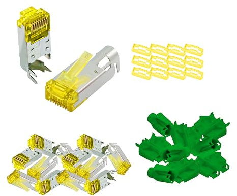 BIGtec RJ45 Stecker Netzwerkstecker 25 Stück Hirose TM31 grün Hochgeschwindigkeits Verbindung für 10G-Ethernet AWG 24-27 für CAT 6 CAT 6a CAT 7 Kabel