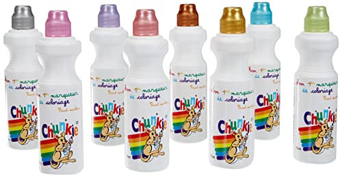 Chunkie Marqueurs Couleurs Métalliques Effaçables Tropicale - 8 Marqueurs Enfants - Encre Lavable à Base d’Eau - Séchage Longue Durée - pour Enfants 3 Ans - Marqueur Tableau Blanc Effacable Dessin