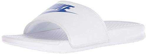 Nike mens Benassi Just Do It Slides, White/White/Varsity Royal, 8 UK