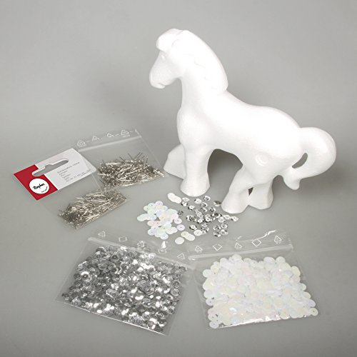 RAYHER 39247000, Pailletten Bastelset Pferd Jacqueline, 1 Pferd, SB-Blisterbox