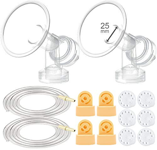 Breast Pump Kit for Medela Pump in Style Pump; 2 Breastshields (25 mm; Compareable to Medela Personalfit Medium Shield with Personal Fit Connector), 4 Valves, 6 Membranes, & 2 Replacement Tubing for Pump in Style Advanced Sold After July 2006; Replacement Parts for Medela Breast Shield, Medela Tubing, Medela Valves and Medela Membranes