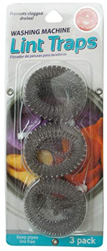 Brite Concepts Stainless Steel Washing Machine Lint Traps: Washer Hose Lint Remover with Cable Ties - 3 Count Per Pack
