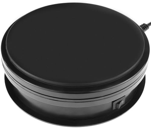 PrimeMatik - Base giratoria eléctrica de 15 cm. Plataforma Rotatoria de Color Negro