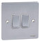 Schneider Electric GU1522WBC Ultimate Low Profile brushed chrome White insert 2 gang 2 way 16AX plate switch